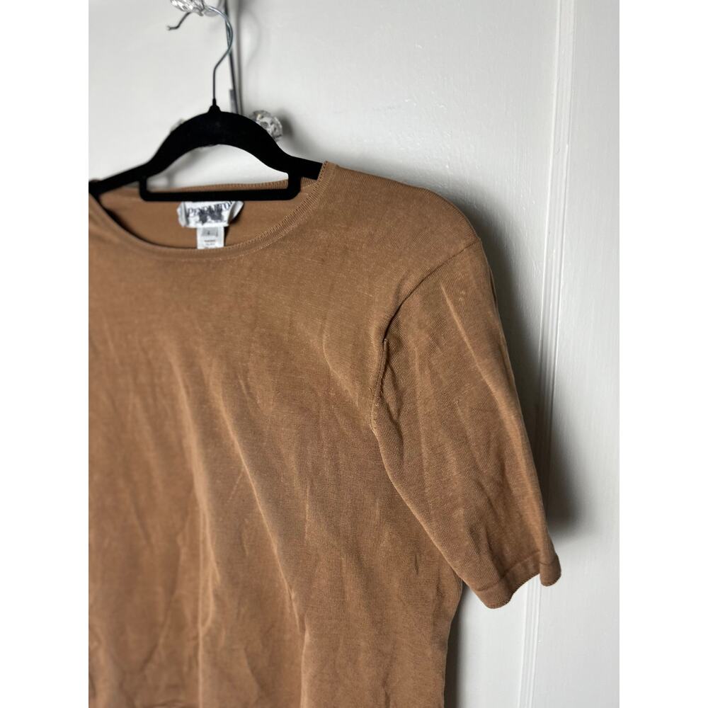 Vintage Pendleton Women's Brown Silk Blend Knit Short Sleeve Top Size Large - Picture 2 of 5